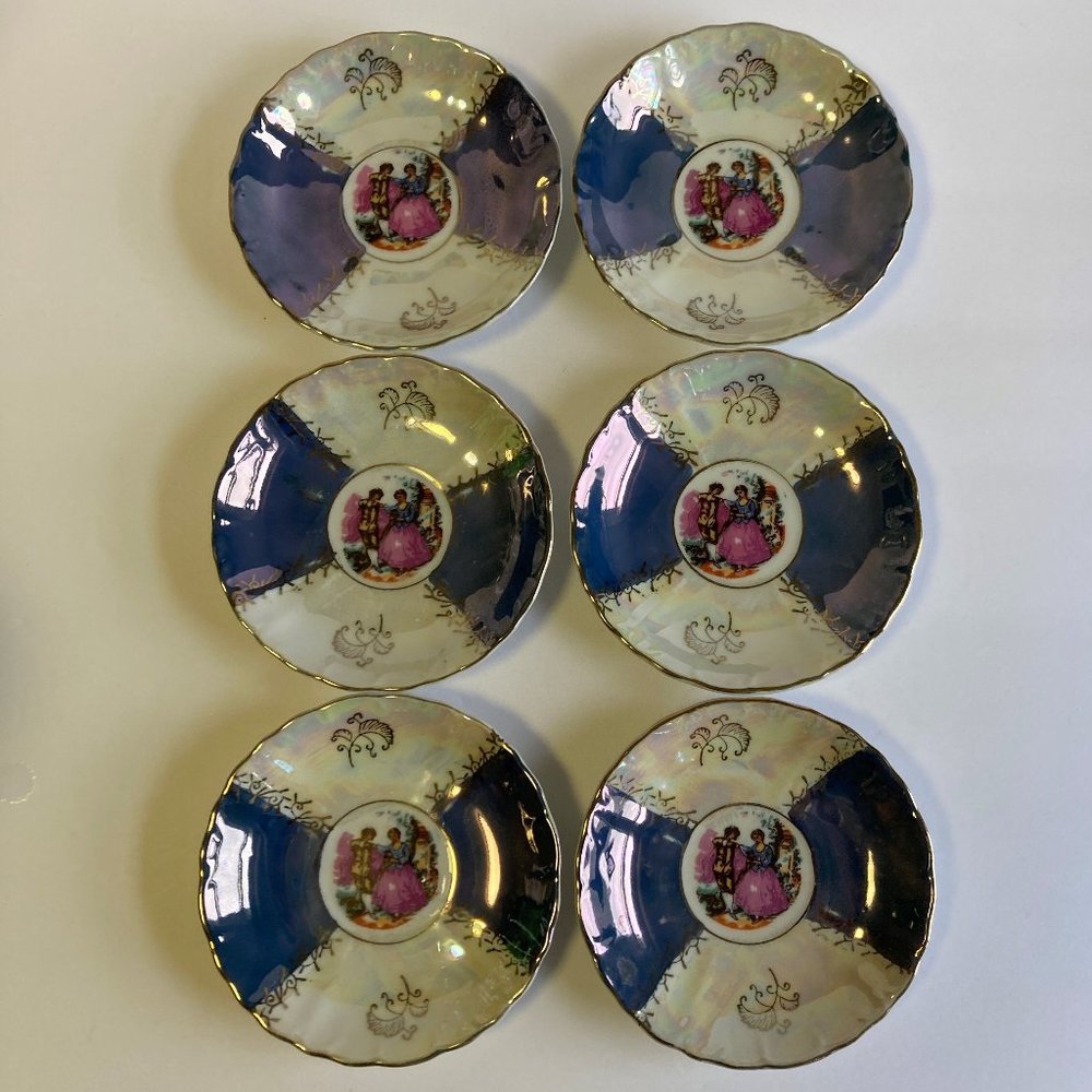 Vintage Painted Plates Set 4.5" Japan